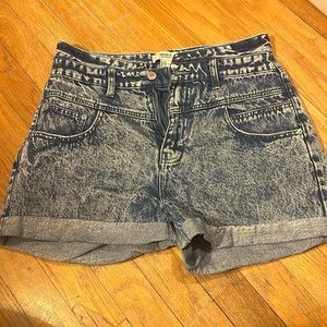 Forever 21 High-rise acid blue jean shorts